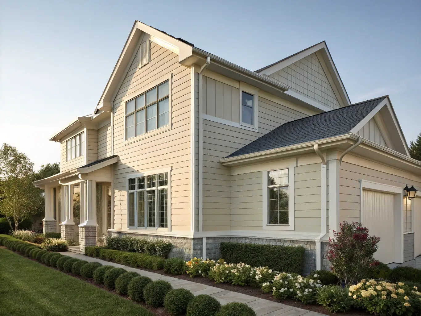 An image of a home exterior with newly installed siding, highlighting the improved aesthetics and protection provided by Kingdom Craft Construction's siding services.
